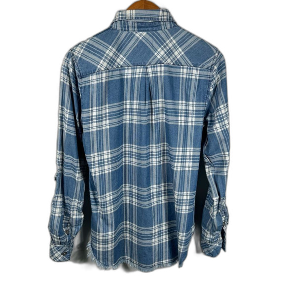 Harper For Francesca's Blue Plaid Chambray Button-Up Shirt NWT Size Small Casual - Picture 3 of 16